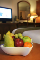 fruit in hotel room
