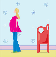 Pregnant women with a flower