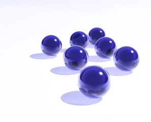 blue glass spheres