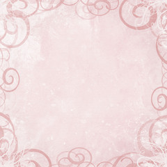 Pink shabby background with fancy swirl border