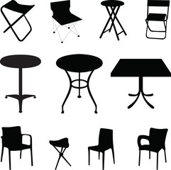 chair and table silhouette vector