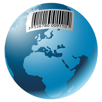 terre avec un code barre