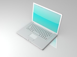 professional Laptop on gray background with reflection