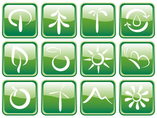 Buttons with ecological symbols