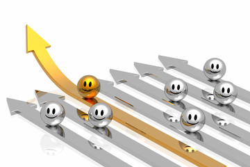Success golden arrow with leadership
