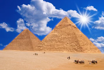 Fotobehang desert and pyramids © mitarart