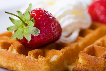 waffles and strawberries