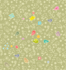 background pattern birds and flowers