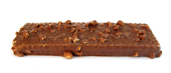 Candy bar with wafer, chocolate and hazelnuts