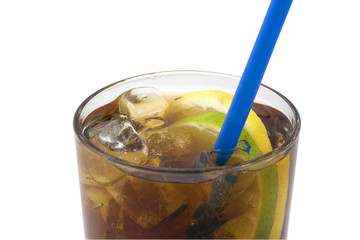 cocktail with a blue straw