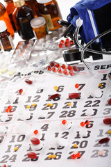 Planning of reception of tablets on basis of a calendar