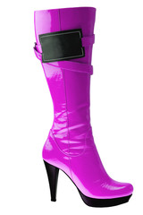 Stylish high heel fashion violet boot isolated on white