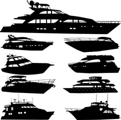 motor yacht - vector - obrazy, fototapety, plakaty