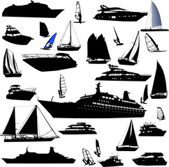 collection of sea tranportation vector