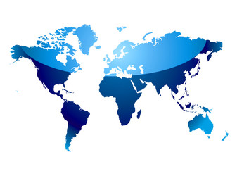 Fototapeta na wymiar world map reflect blue