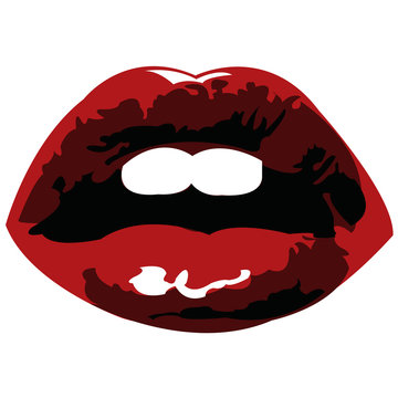 Illustrated hot red lips
