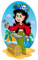  Leuk piratenmeisje met schatkist © Klara Viskova