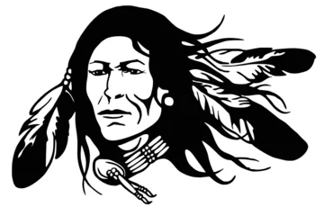 Papier Peint photo Lavable Indiens Apache avec des plumes