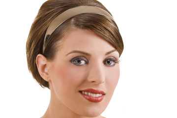 Obraz premium Portrait of caucasian young woman with friendly smile