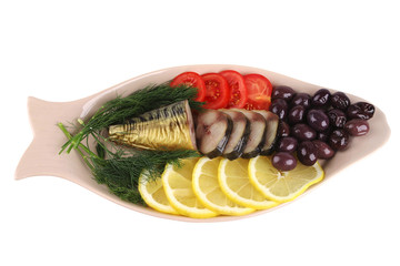 smoked fish served with vegetables