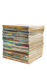 Heap of multi-coloured old magazines
