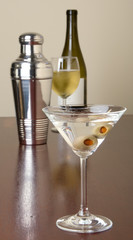 Martini With Olives On Bar