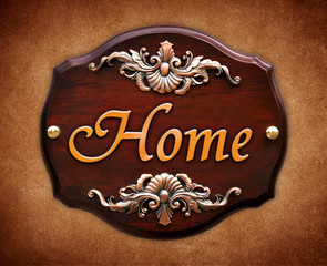 "home" wood sign on wall