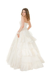 beauty bride in white dress