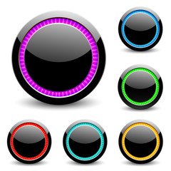 Black glance buttons for web design.