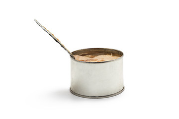 Tin can on white background