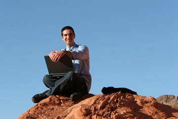 Businessman working on laptop