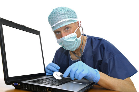 Doctor with lapop