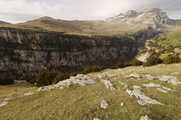 Landscape of high mountains in autumn