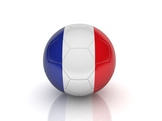The ball, painted as French flag