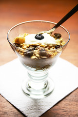 Cereals in a clear bowl