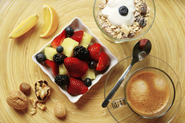 Delicious breakfast in a tray