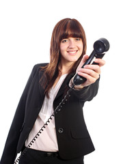 Call center operator smiling