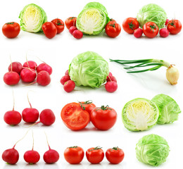 Collection of Ripe Vegetables Isolated on White