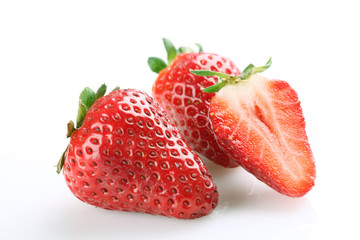 Fresh strawberries on white background