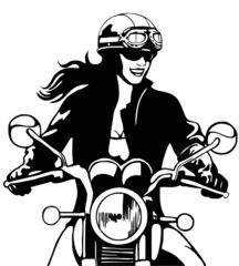 Deurstickers vrouwelijke motorrijder © Piumadaquila.it