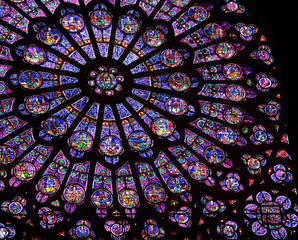 Stained-glass window of Notre Dame de Paris