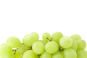 Green grapes on white background