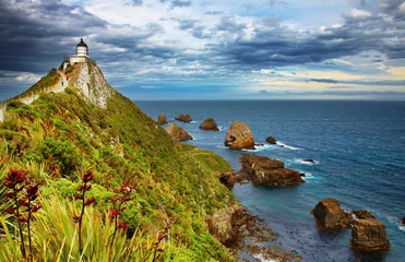 Rolgordijnen Nugget Point Lighthouse, New Zealand © Dmitry Pichugin