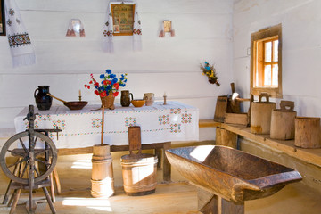 Ukrainian historical peasant dwelling interior