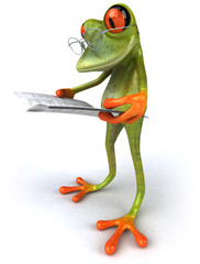 Grenouille avec un journal