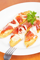 Slices of spanish ham