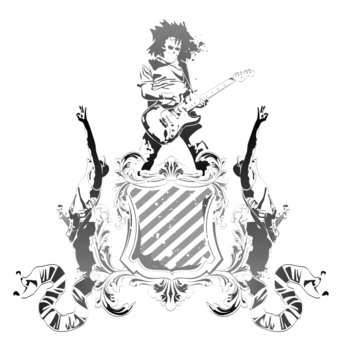 heraldic symbol of the shield, and guitarists and bands