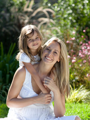 Mother with her Daugther in summer outdoors