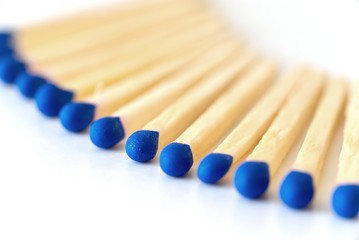 Detail fo matches with blue heads