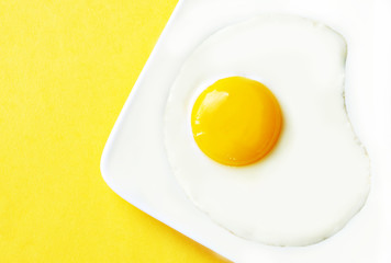 Fried Egg on White Plate